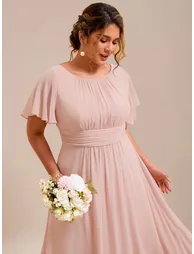 ever KIMORA|Simple Chiffon Pleated A-Line Bridesmaid Dress - 2