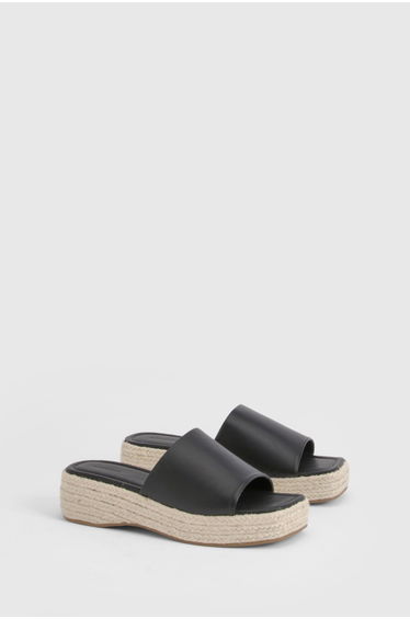 Espadrille Mule Wedges - black