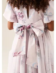 Rose Tulle Overlay Floral Print Dress - 3