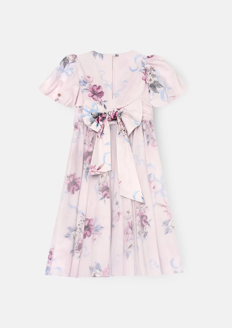 Rose Tulle Overlay Floral Print Dress - 5