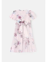 Rose Tulle Overlay Floral Print Dress - 5