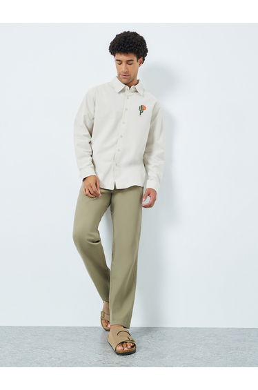 Men Olive Relaxed Fit Chinos