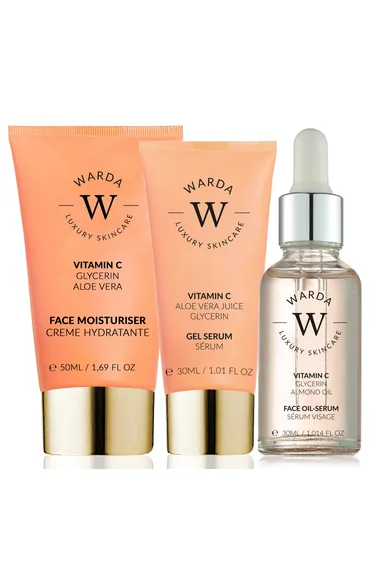 مرطب فيتامين C 50 مل + سيروم زيت فيتامين C 30 مل + سيروم جل فيتامين C 30 مل