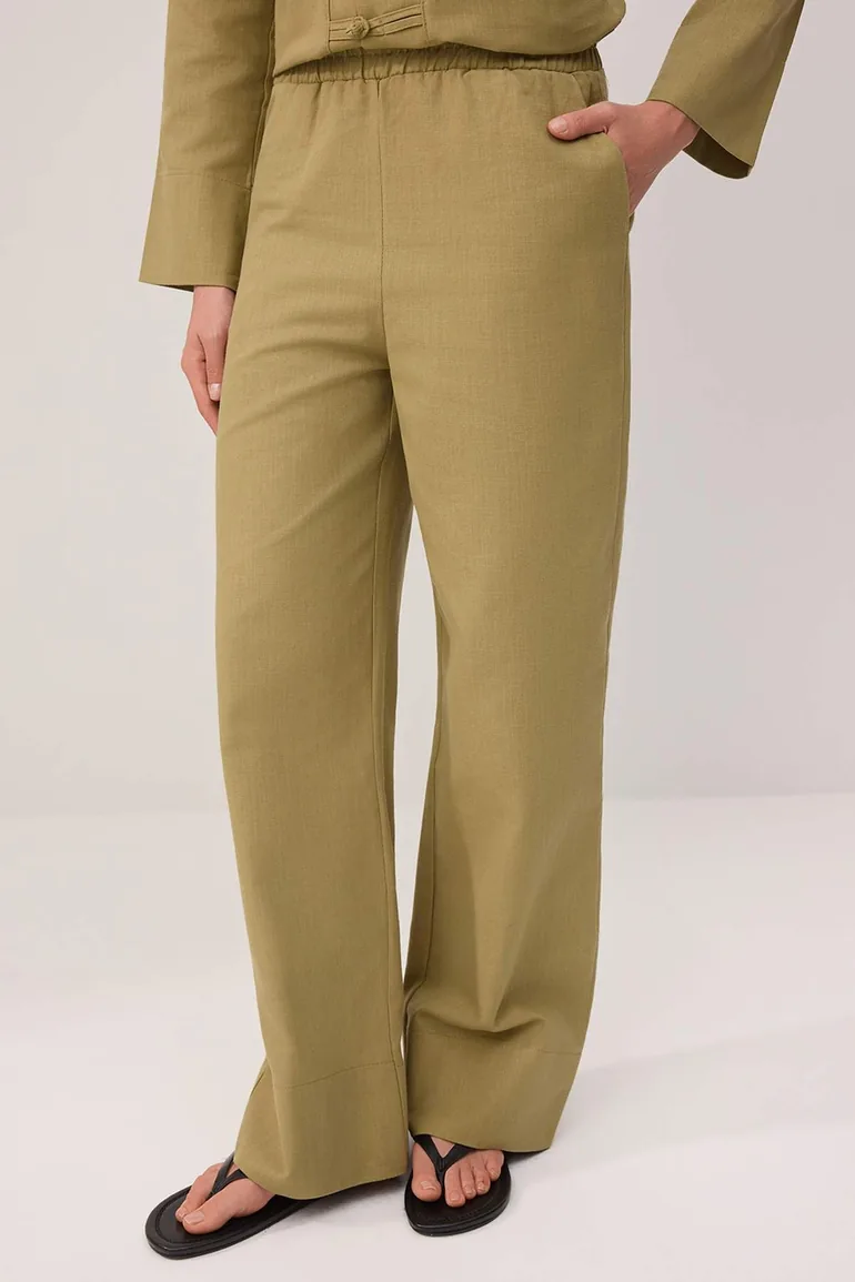 Light Mint Oversized Linen Blended Plain Woven Hijab Bottom - Top Set - 2