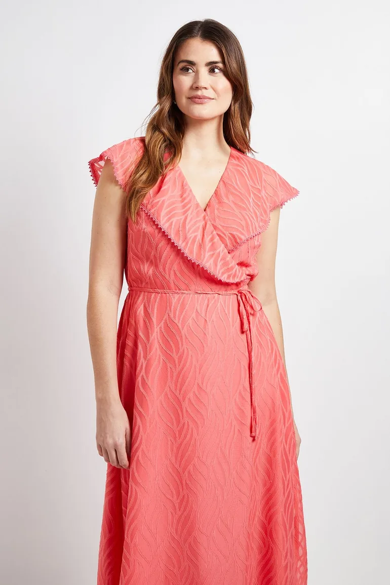 Floral Burn Out Ruffle Midi Dress - 1