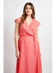 Floral Burn Out Ruffle Midi Dress - 1