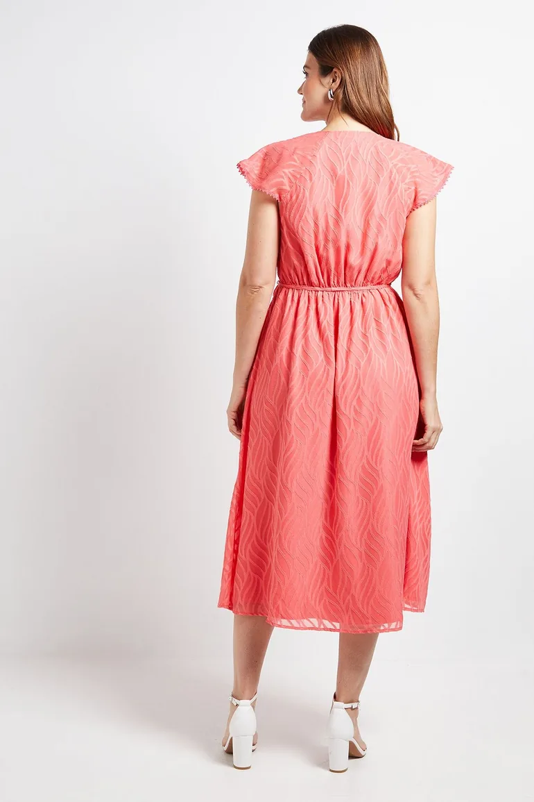 Floral Burn Out Ruffle Midi Dress - 2