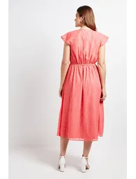 Floral Burn Out Ruffle Midi Dress - 2