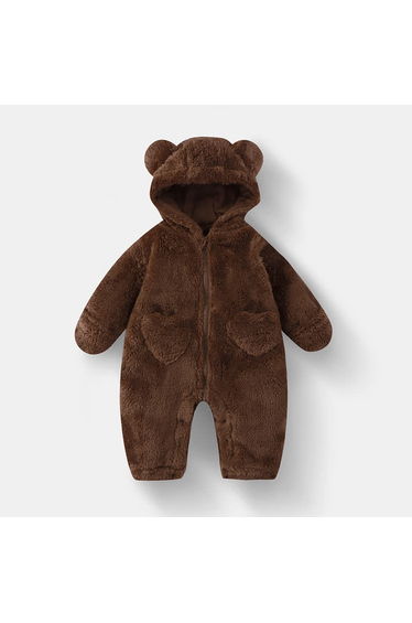 Baby Bear Hooded Fleece Romper