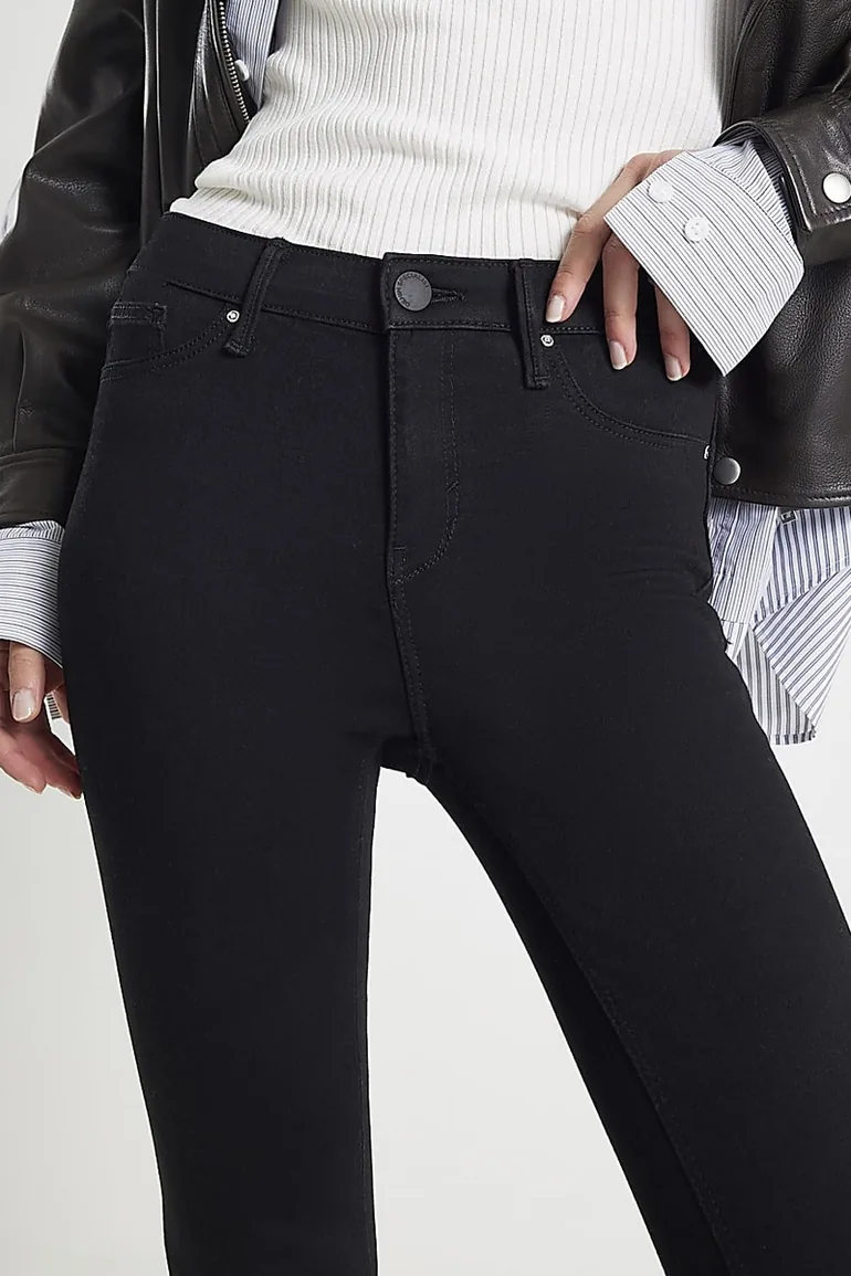 Black Molly Mid Rise Sculpt Skinny Jeans - 3