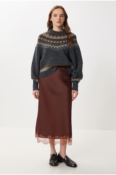 ISTANBUL Pull-On Satin Long Skirt