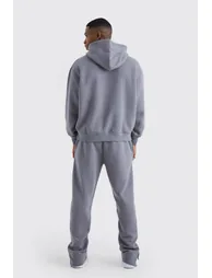 Oversized Graffiti Spray Graphic Tracksuit - charcoal - 1