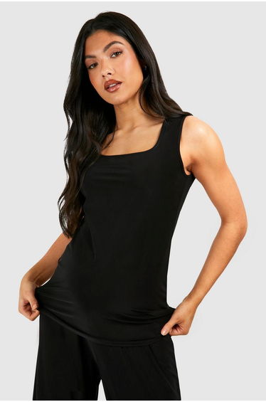 Maternity Soft Touch Square Neck Vest Top - black