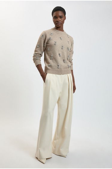 Wool Blend Embellished Cosy Knitted Jumper