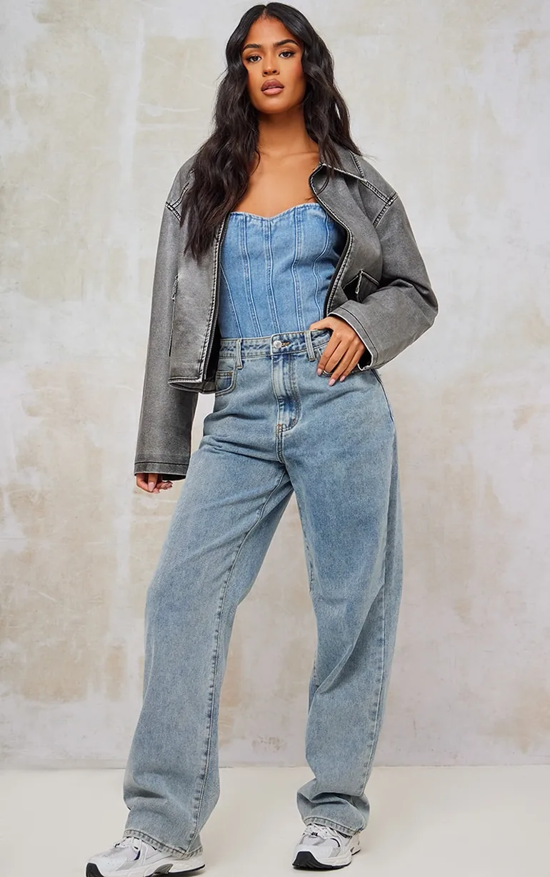 Tall Vintage Bleach Wash High Waist Baggy Boyfriend Jean