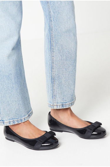 Wide Fit Paris Bow Detail Ballet Pumps