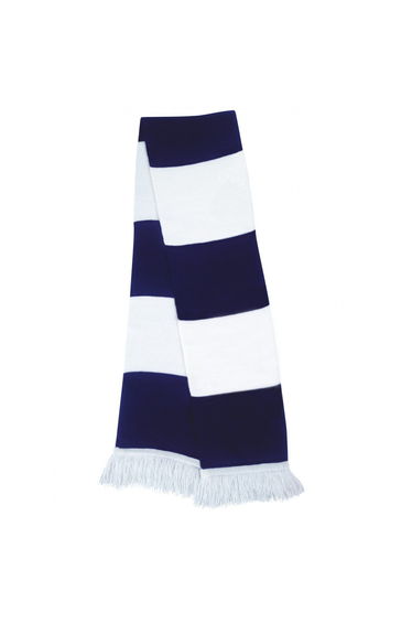 Result Mens Heavy Knit Thermal Winter Scarf - White/Navy