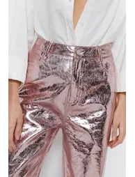 Crackle Faux Leather Straight Leg Trouser - 1