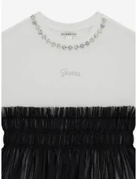 Guess Girls Mixed Fabric Dress in Black - 2