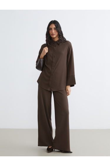 Textured Women's Trousers with an Elasticated Waist