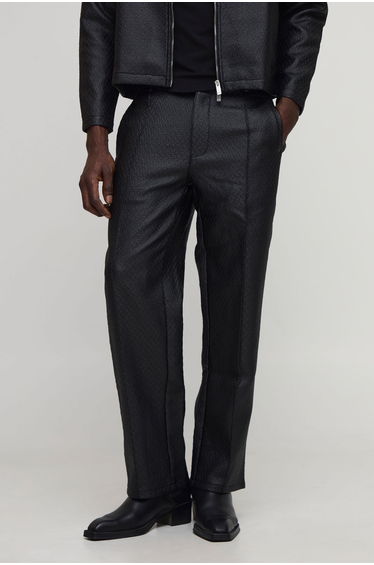 Wide Fit Matte Coated Boucle Trouser - black