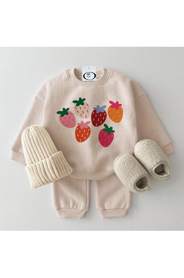 Baby 2-Piece Six Strawberries Beige Set