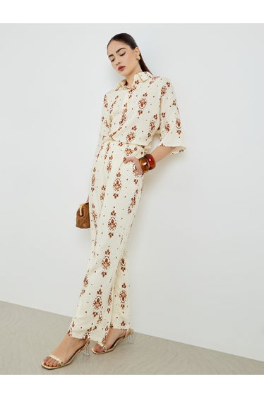 Off-White Printed Shirt and Pants Co-Ords