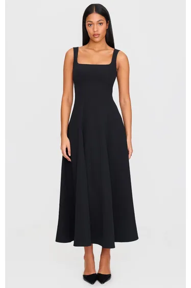 Tall Black Square Neck Midaxi Dress