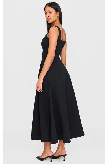 Tall Black Square Neck Midaxi Dress