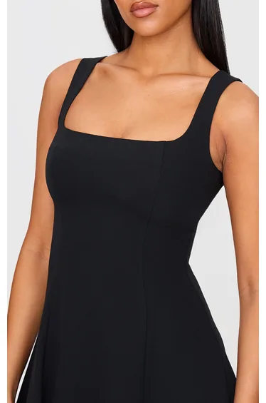 Tall Black Square Neck Midaxi Dress