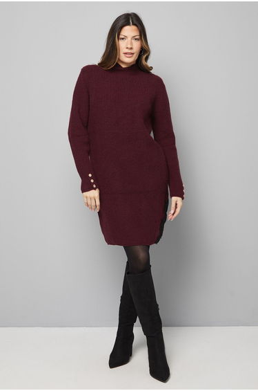 Lace Detail Ribbed Knitted Dress