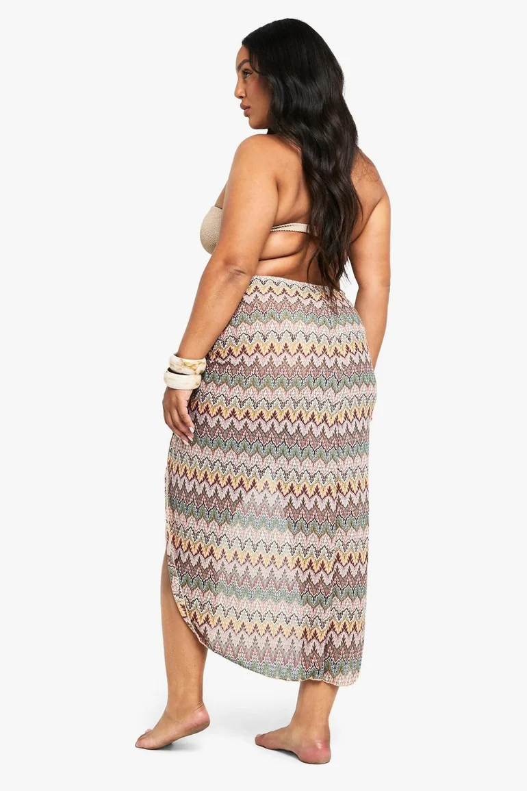 Plus Zig Zag Knitted Sarong - multi - 2
