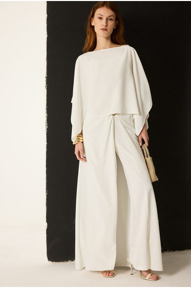 BATWING SLEEVE BLOUSE AND TROUSER SET
