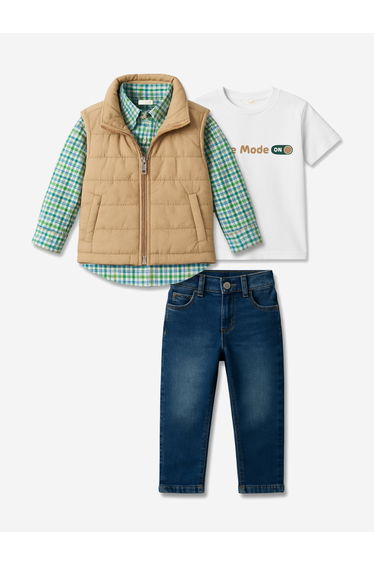 Mininio Boys 4 Piece Outfit Set in Green