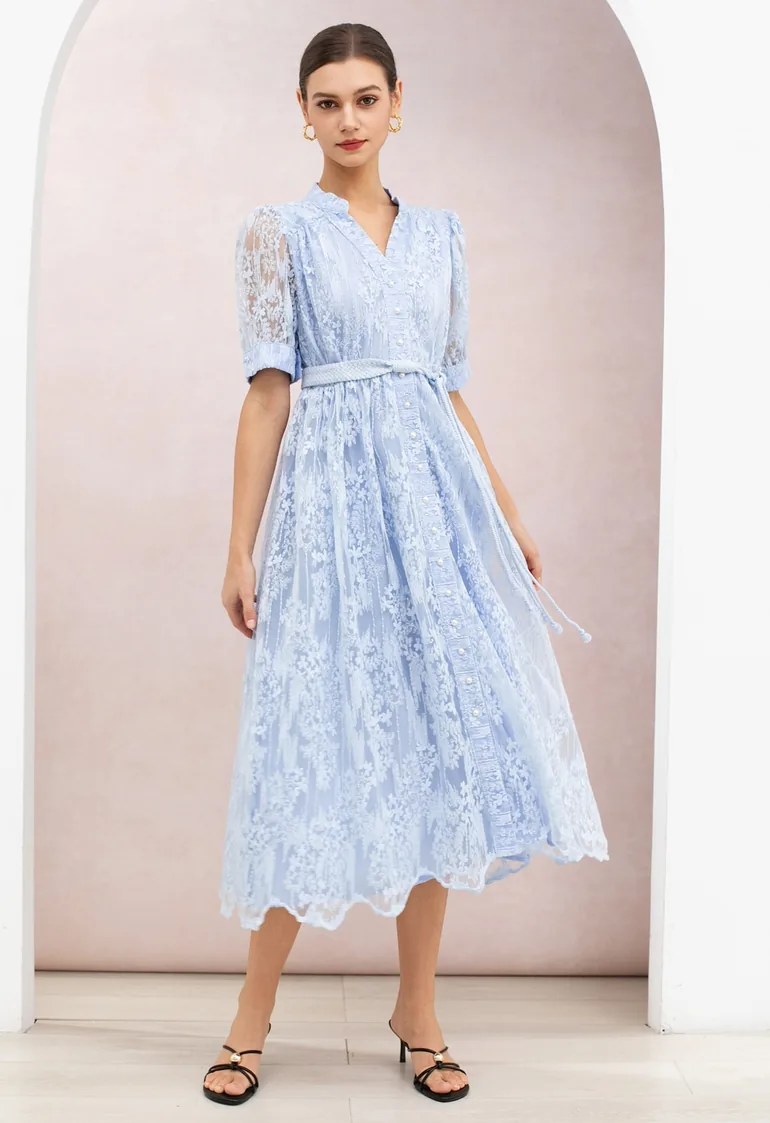floral embroidered mesh overlay dress chic floral embroidered mesh overlay dress casual crew neck
