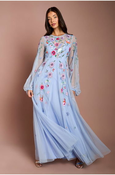Embellished Chiffon Maxi Dress