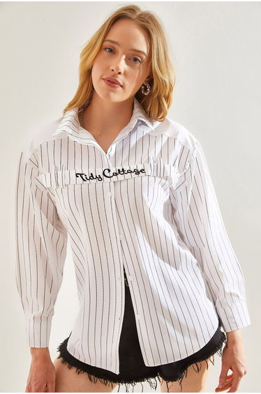 Women's Striped Back Printed Shirt