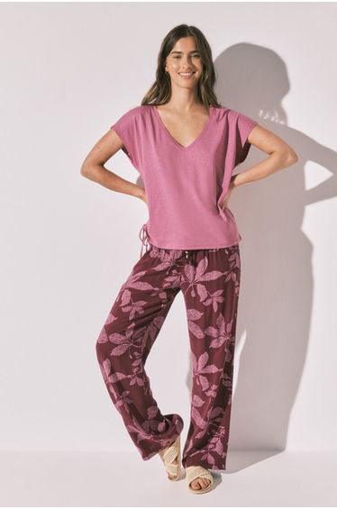 Floral print long trousers