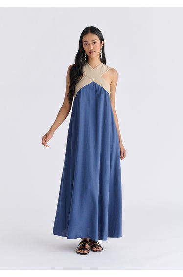 Cross Strap Halterneck Maxi Dress
