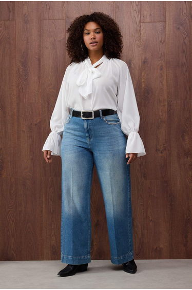 Blue Yüksel Bey Pocket Detailed Straight Fit Plus Size Jeans