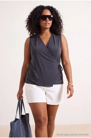 توب ترينديول كيرف رمادي بلا أكمام