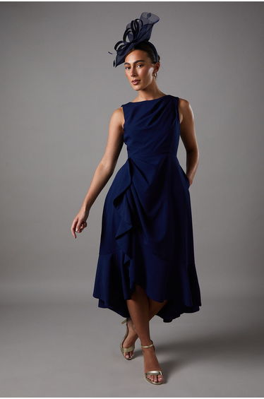 Crepe Ruffle Dress With Low Back