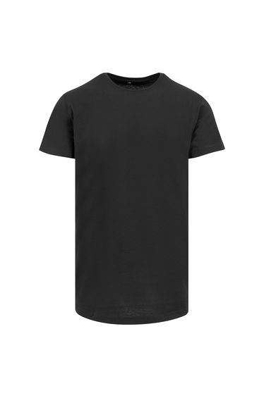 Mens Shaped Long Short Sleeve T-Shirt - Black