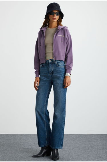 Jewel Women's 3 Thread Raised Purple Sweatshirt