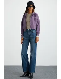 Jewel Women's 3 Thread Raised Purple Sweatshirt - 6