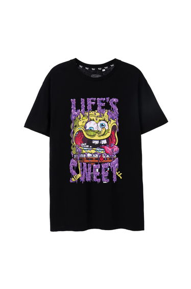 SpongeBob SquarePants Mens Life´s Sweet T-Shirt - Black
