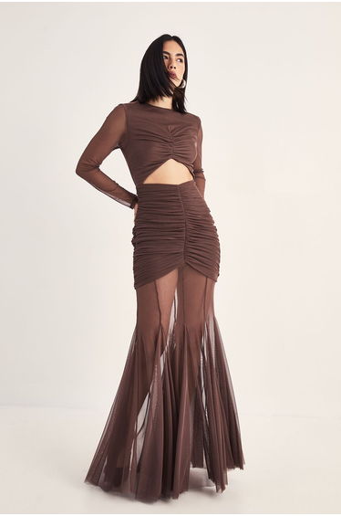 Mesh Cut Out Maxi Dress