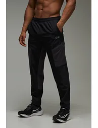 Man Active Colour Block Cargo Joggers - black