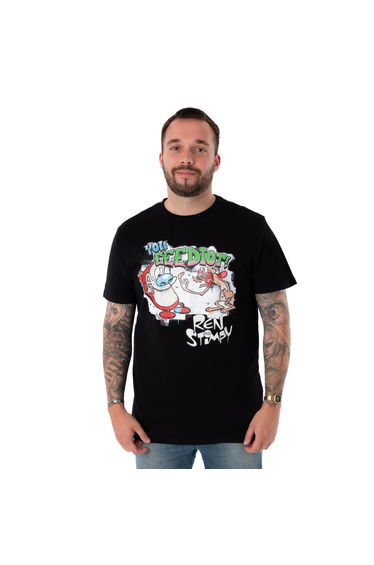 Ren & Stimpy Mens Graffiti Short-Sleeved T-Shirt - Black