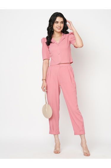 Puff Sleeve Cropped Blazer and Trouser Co-Ords